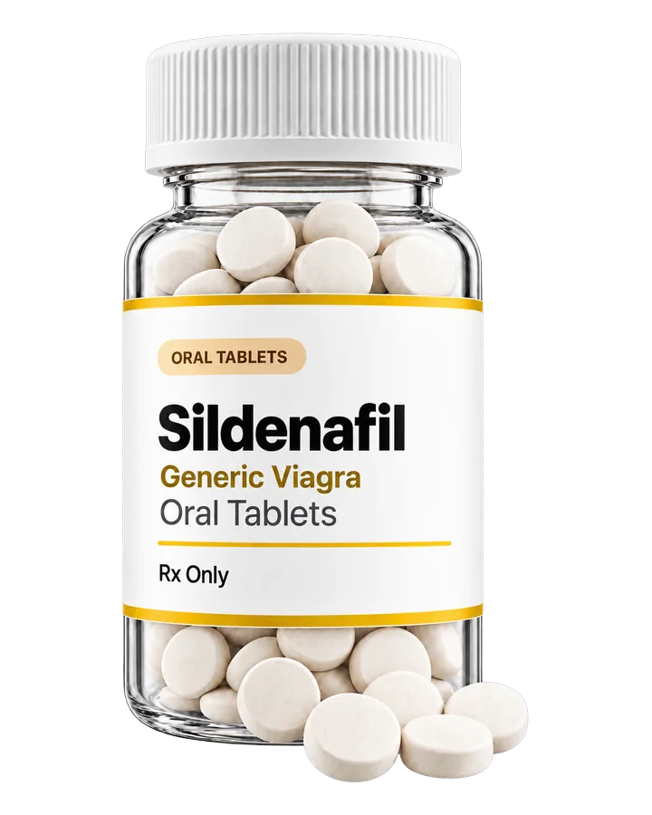 Bottle of Beema Health sildenafil oral tablets, generic Viagra