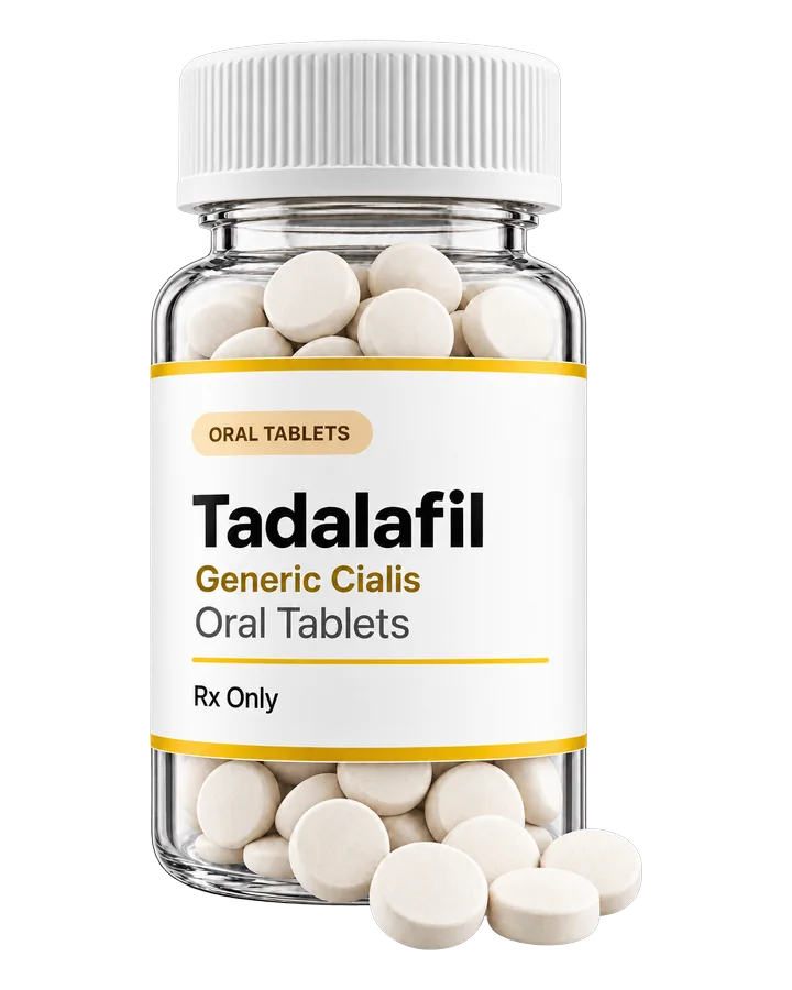 Bottle of Beema Health tadalafil oral tablets, generic Cialis